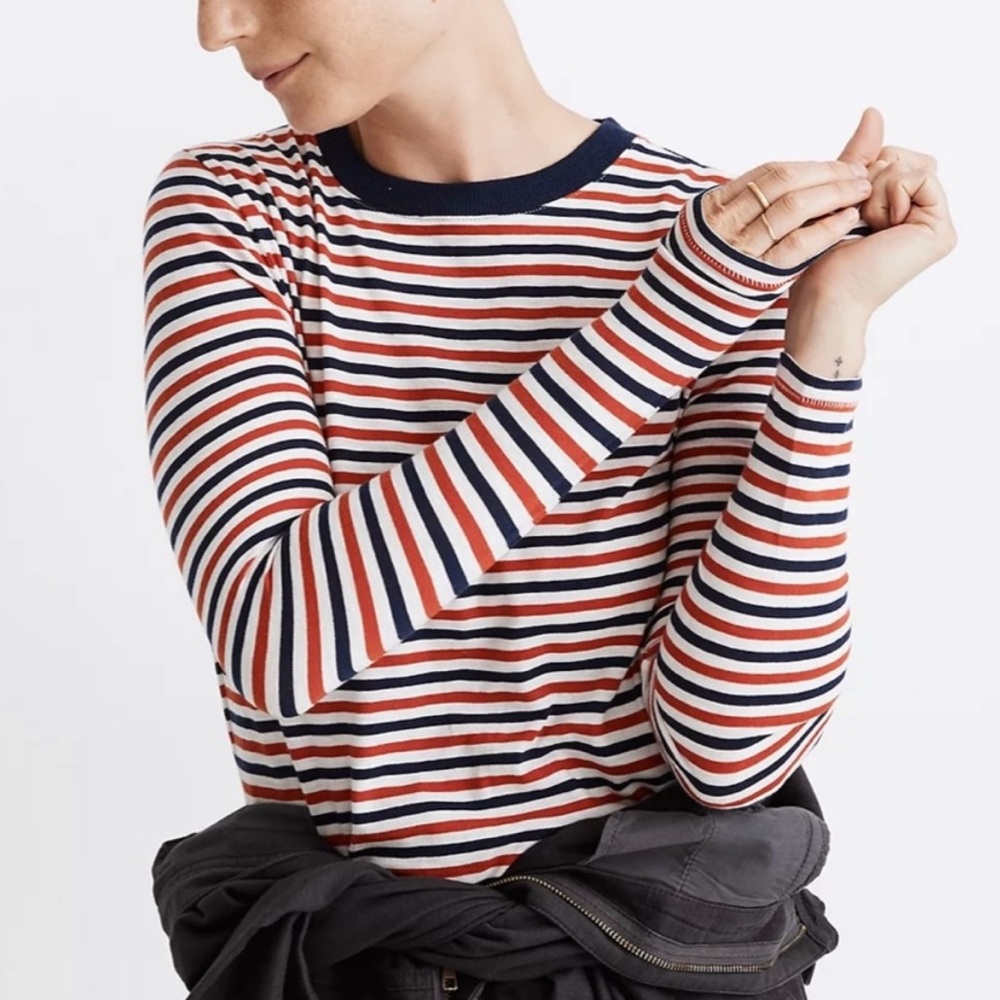 Madewell Red, White, and Blue Striped Top